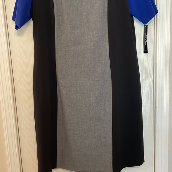 NWT Tahari color block dress in sapphire, charcoal and black - Picture 4 of 9